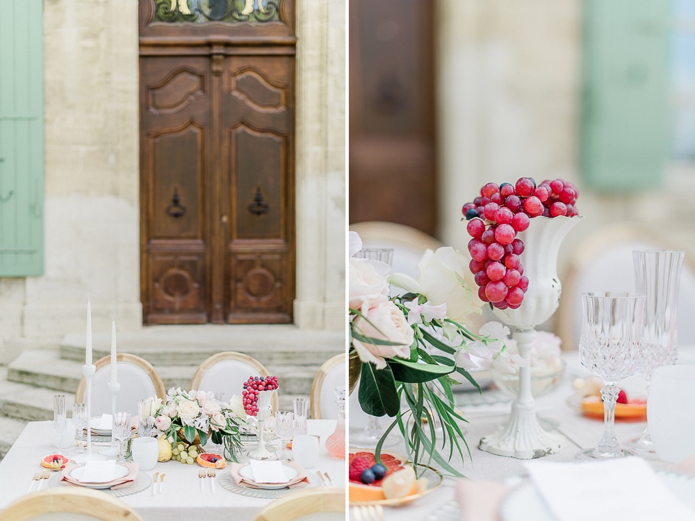 Table des mariés pour leur mariage au Château de Tourreau, dans le Vaucluse à Sarrians