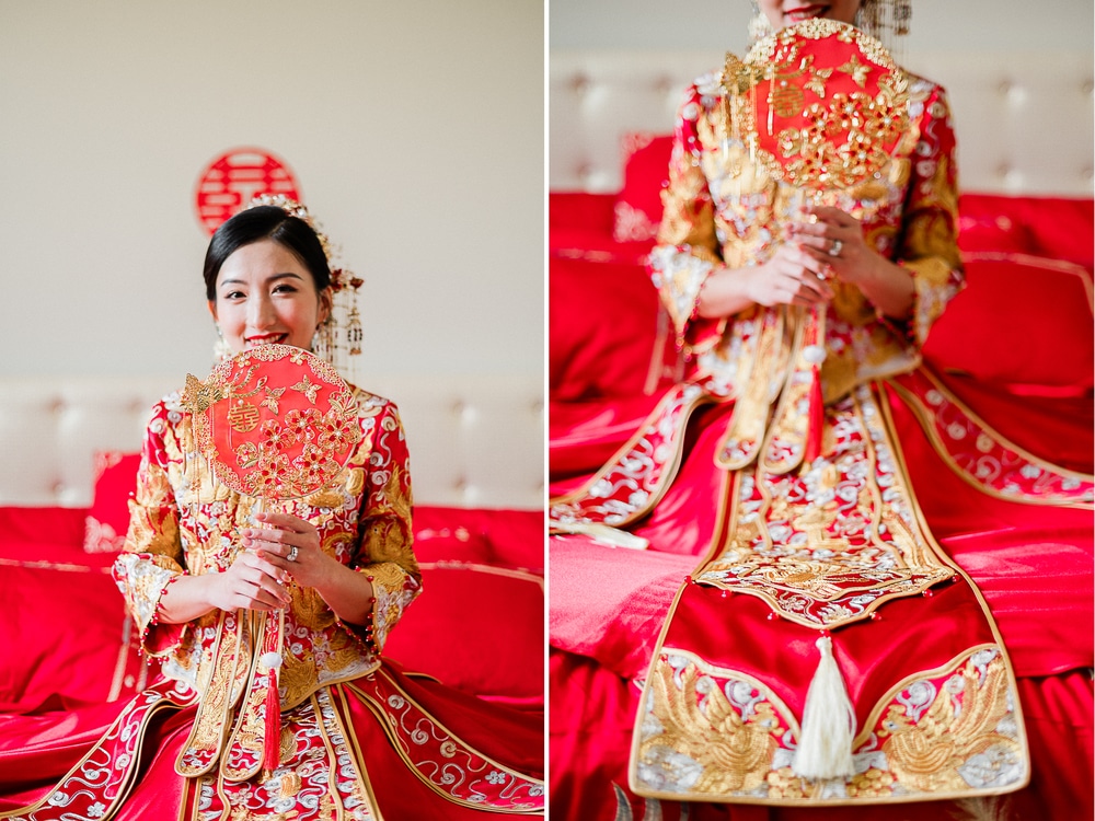 Portrait de la mariée au Château de Varennes pour un mariage chinois