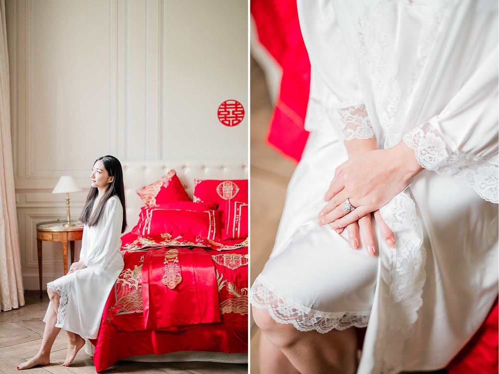 Préparatifs d'un mariage de tradition chinoise au Château de Varennes en Bourgogne