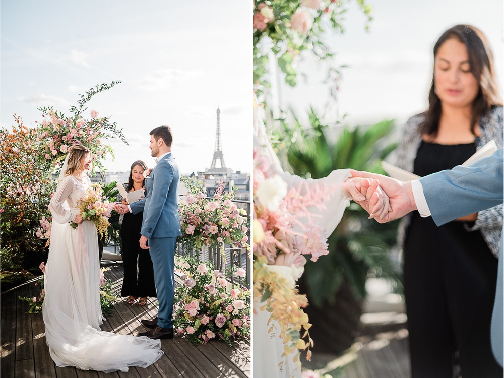 Cérémonie laïque pour un elopement à Paris, à l'Hôtel Marignan