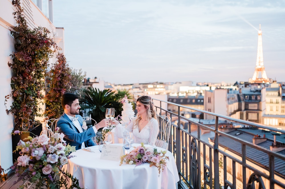 Diner de mariage à l'Hôtel Marignan à Paris