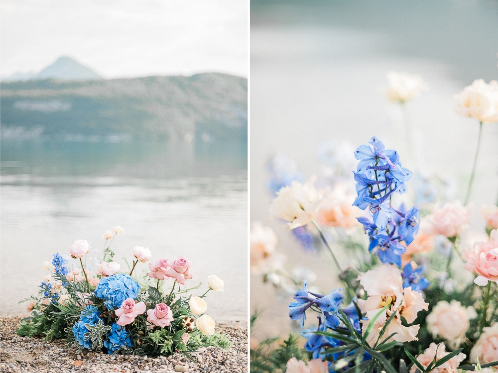 Décoration florale pour un mariage au bord du lac d'Annecy