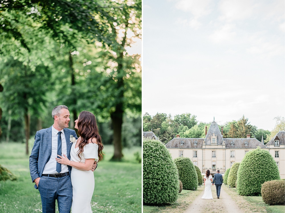Photos de couple au Château d'Aveny à Vexin-sur-Epte en Normandie lieu de réception de mariage
