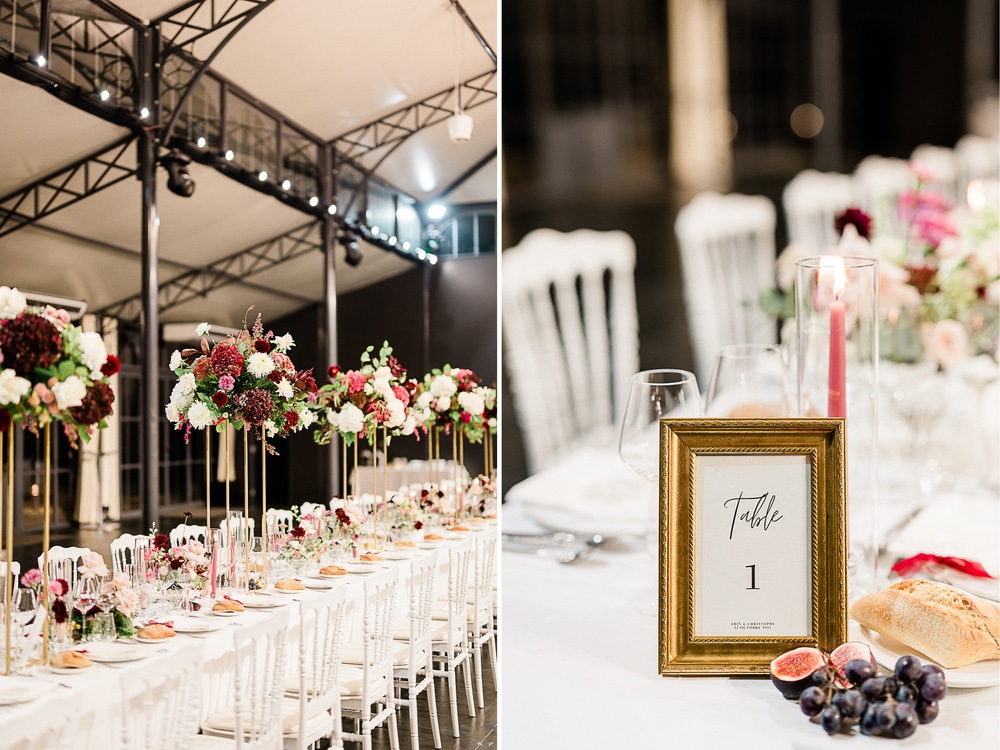 Tables réception mariage Domaine Abbaye de Maizières